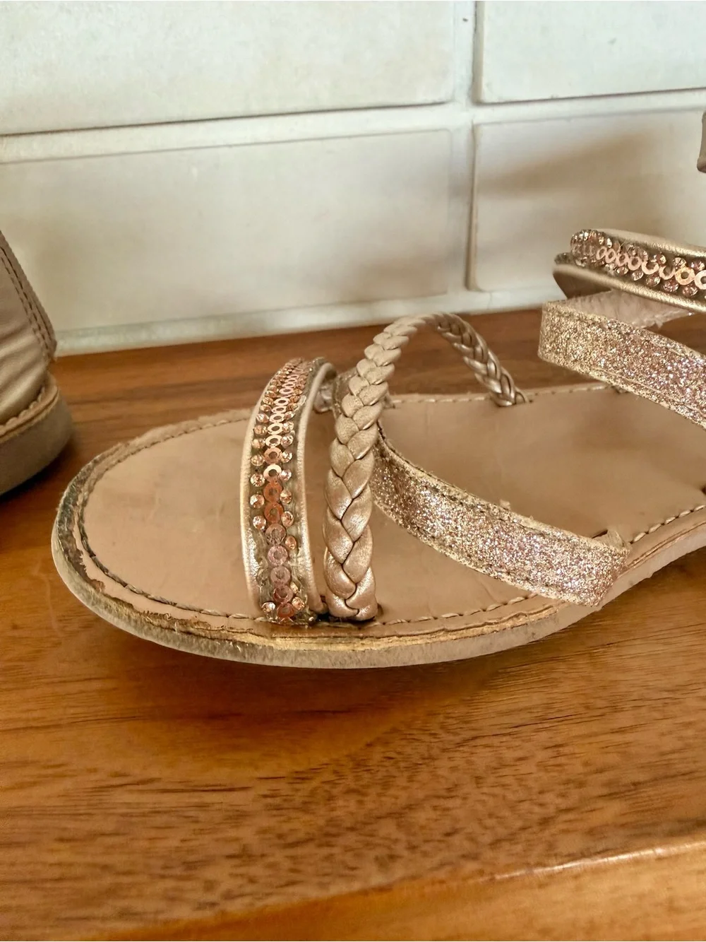 Kelly & Katie Beaded Strapped Sandals * Rose Gold * Girls Size 4